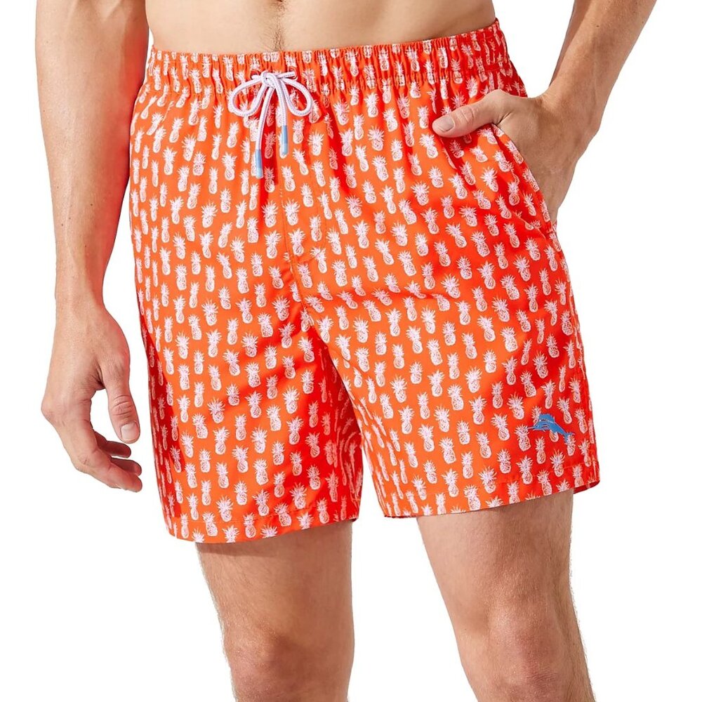 Tommy Bahama Red Pineapple Print Swim Board Shorts